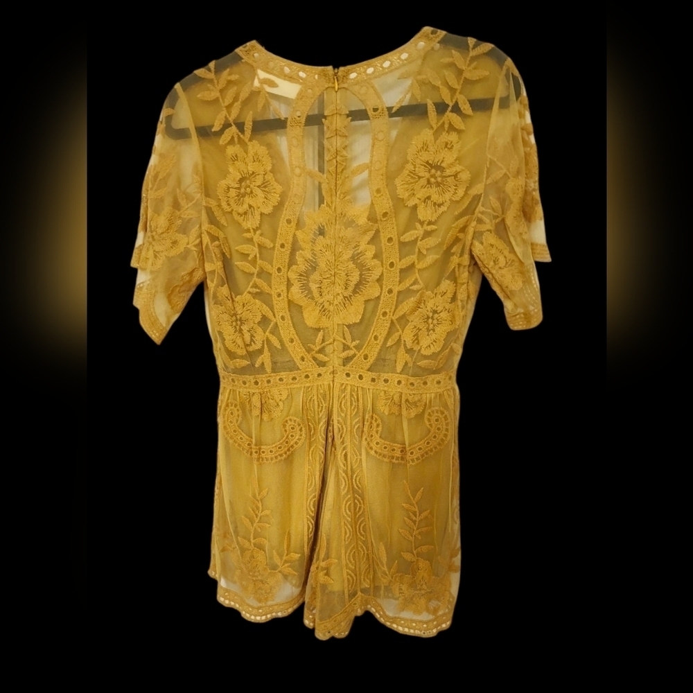 NWOT Cage M Mustard Lace Jumper - Picture 2 of 4